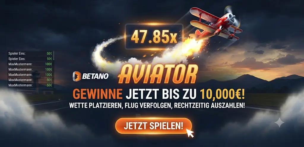 Aviator Spielinterface mit Multiplikator